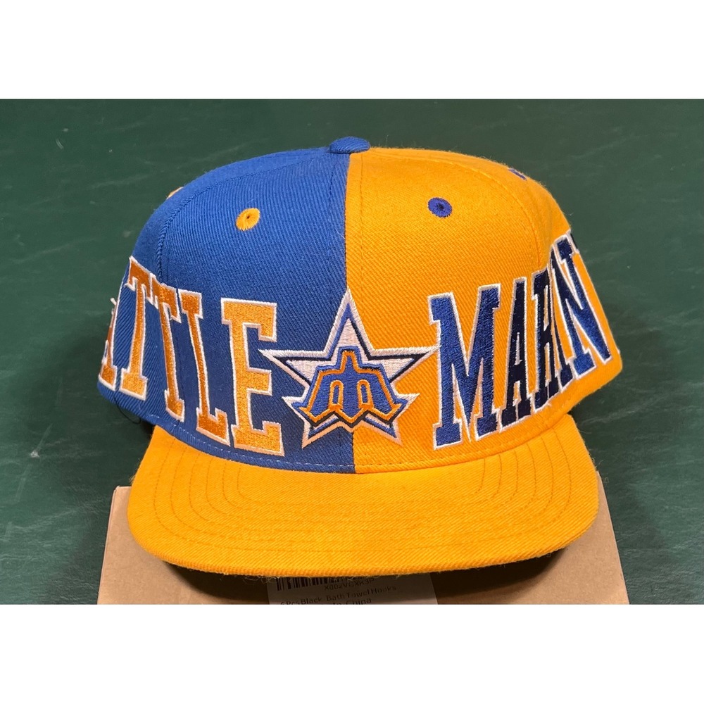 American Needle Seattle Mariners Cooperstown Snapback Hat Blue Gold Split Logo